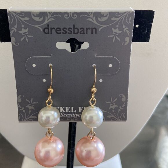 DressBarn Earrings NWT dangle earrings with 2 sizes of pearls colors - Picture 1 of 7
